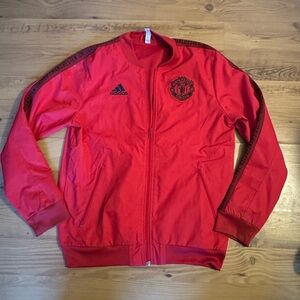 Youth L Red Adidas Manchester United Soccer Jacket